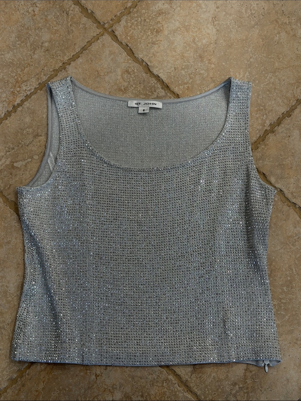 St. John Silver Sparkle Sleeveless Tank